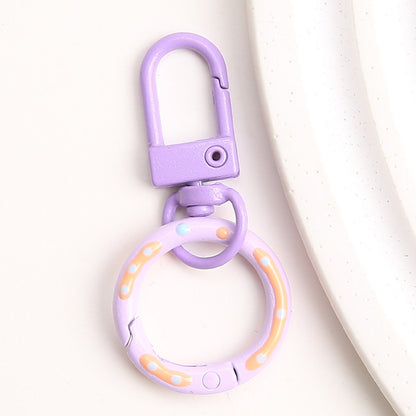 Zinc Alloy Donut Keychain Clasps Spray Painted Hand Paint 51mm 10pcs 13