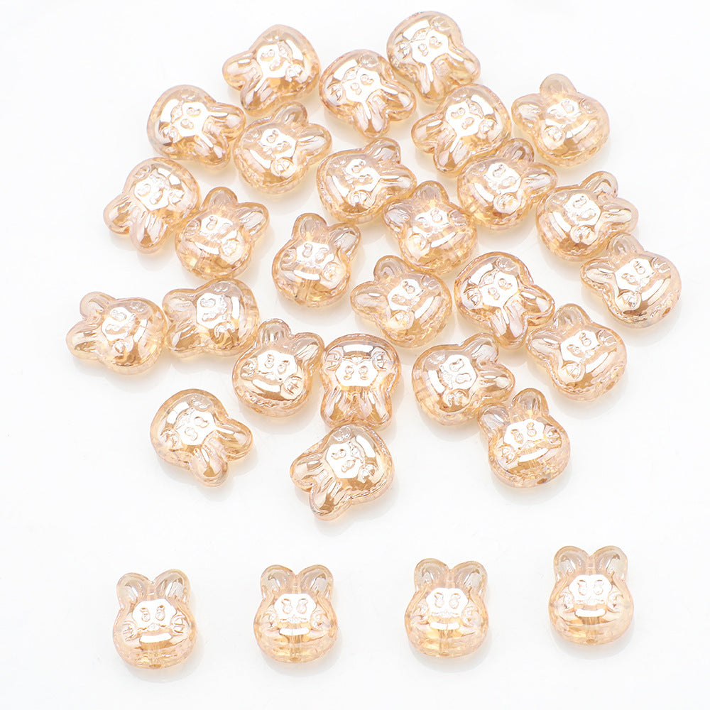 Plating Bunny Head Glass Beads 12mm Iridescent 30pcs 6