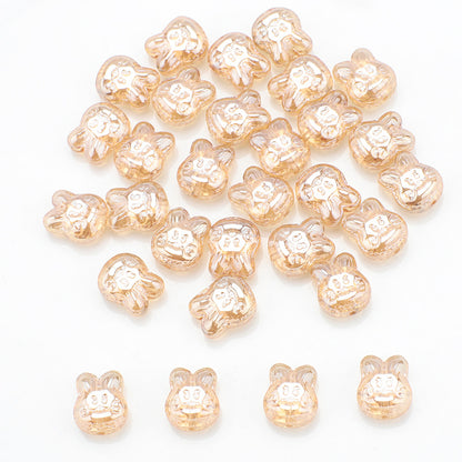 Plating Bunny Head Glass Beads 12mm Iridescent 30pcs 6