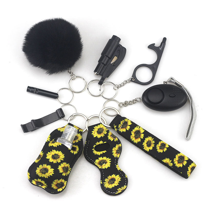 Self Defense Alarm Pompom Keychain Outdoor Safety 10 Pack 33
