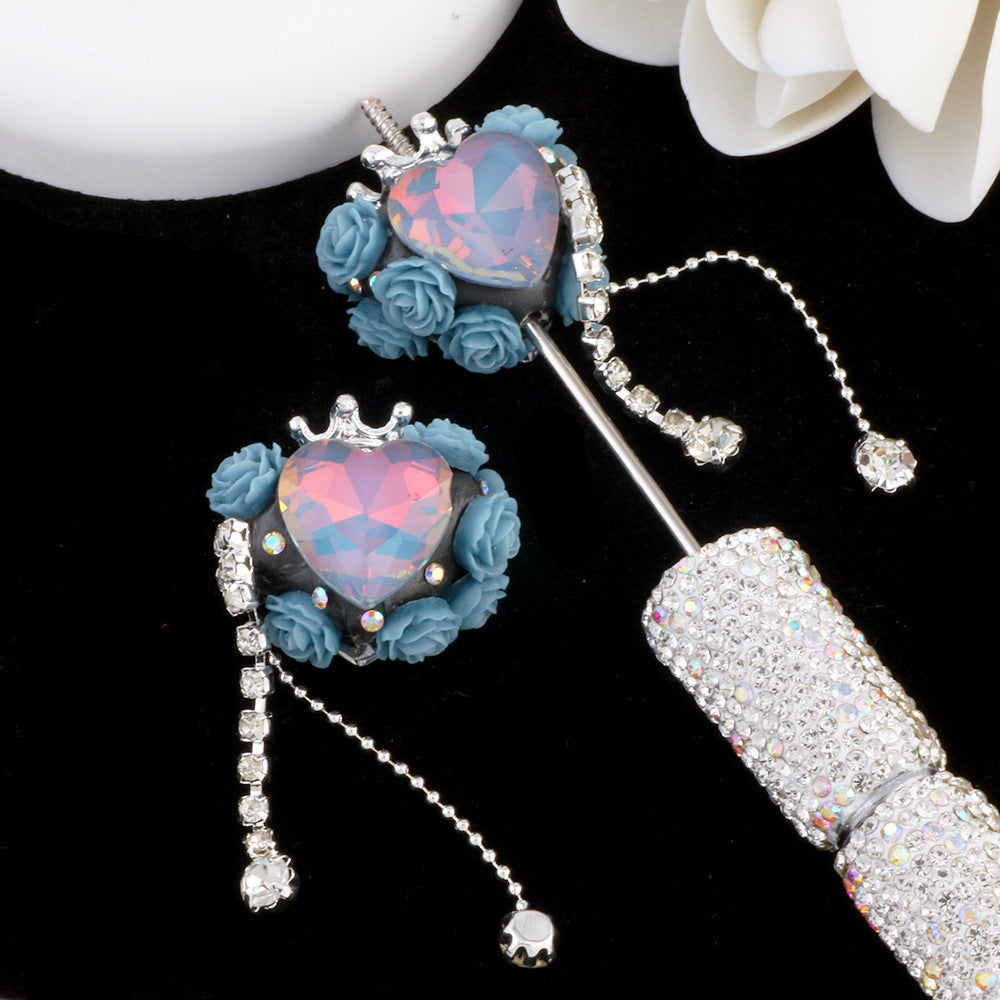 Tassel Rose Heart Clay Beads 25mm Colorful Polymer 2pcs 13
