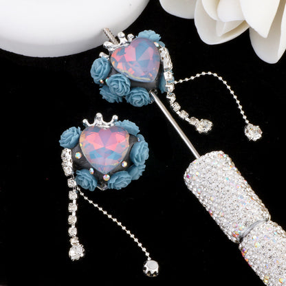 Tassel Rose Heart Clay Beads 25mm Colorful Polymer 2pcs 13