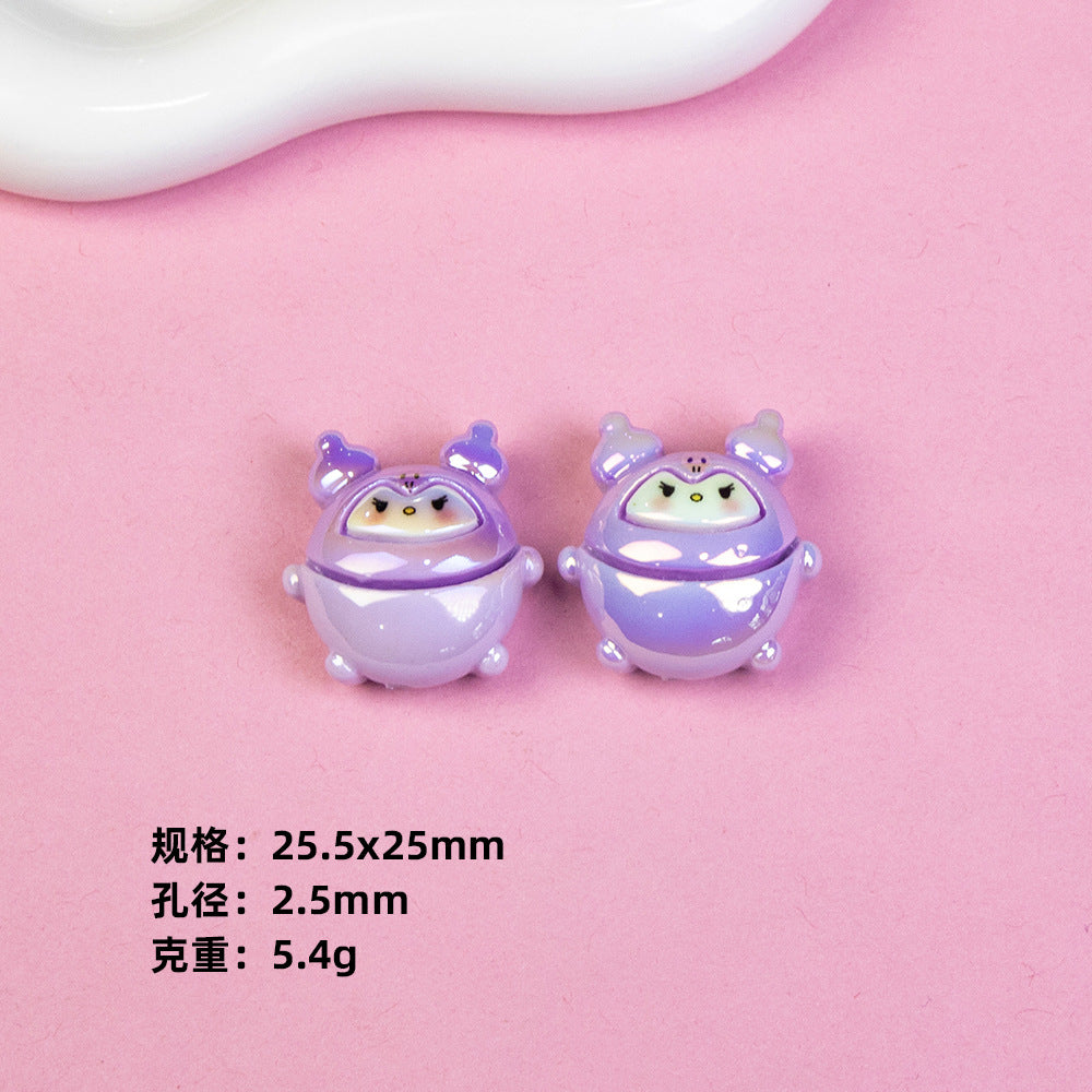 Chubby Sanrio Character Resin Beads Glossy Pastel Spheres 20pcs 7