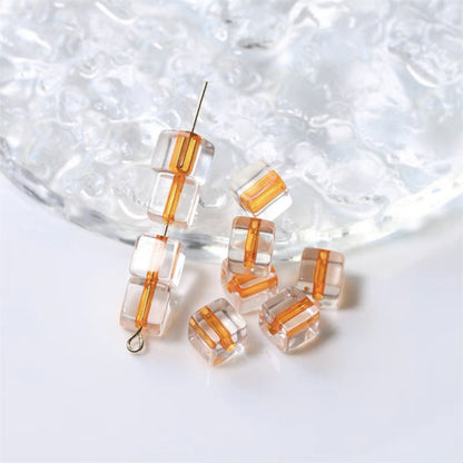 Acrylic Square Acrylic Beads 8mm Pastel Filled Core Glossy 60pcs 8