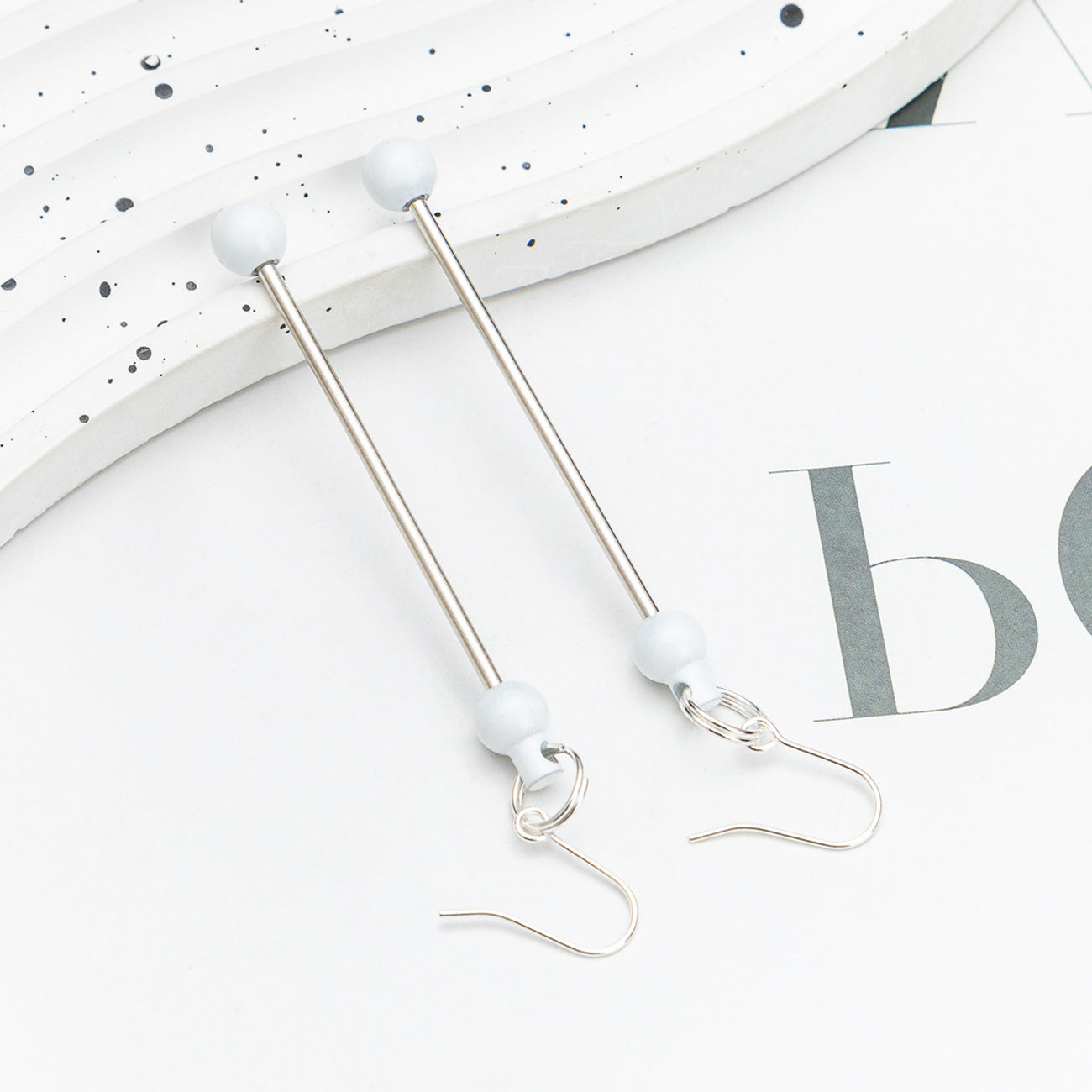 Beadable Earrings Metal Colorful Bar 7.8cm 4.4g Wholesale 18