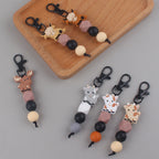 Cartoon Animal Silicone Bead Keychain Elk Yak Goat Design 2
