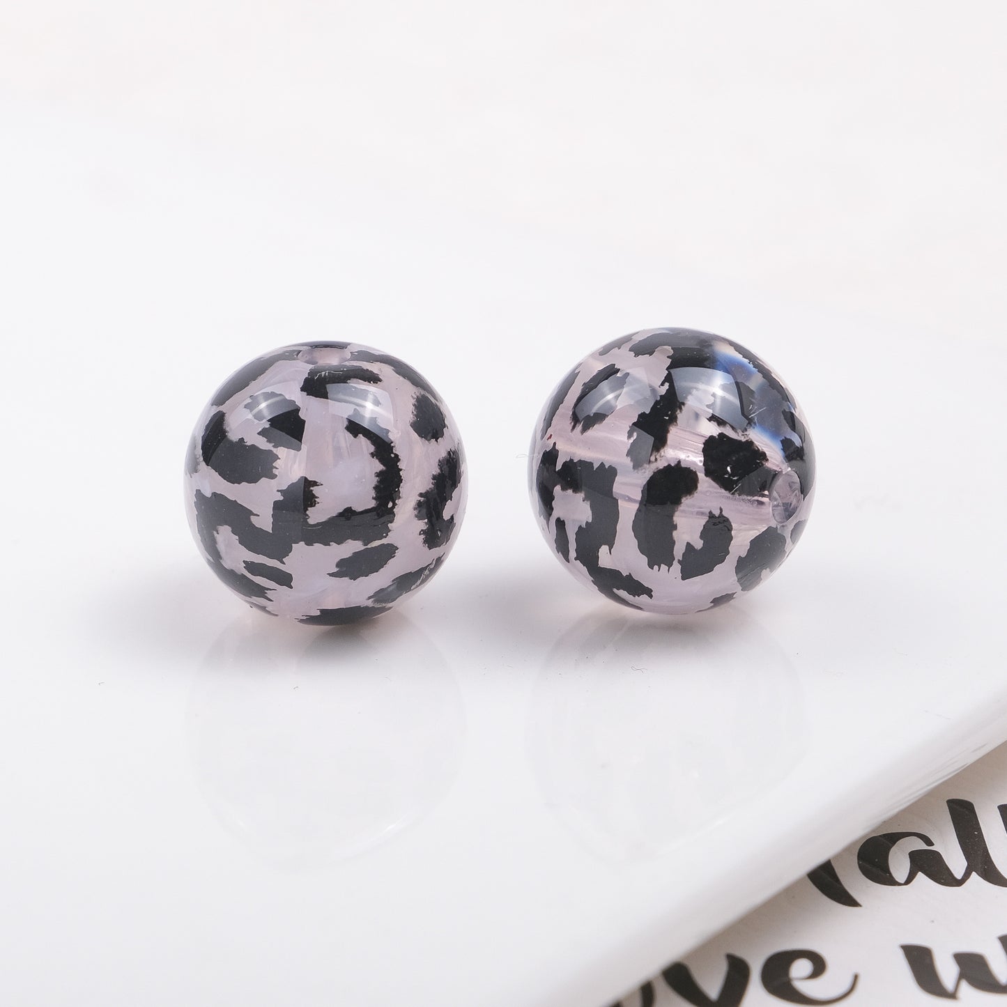 Transparent Leopard Print Acrylic Beads 16mm Colorful Glossy 50pcs 5