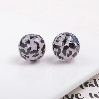 Transparent Leopard Print Acrylic Beads 16mm Colorful Glossy 50pcs 5