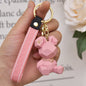 Resin Rabbit Cartoon Keychain Pastel Colors Gold Tone Collar 5