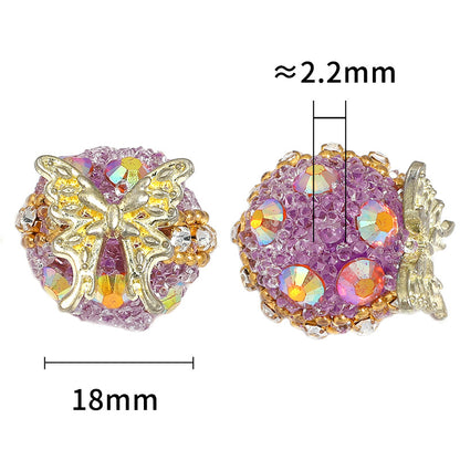 Butterfly Round Rhinestone Beads 18mm Multicolor Bubblegum 10pcs 3