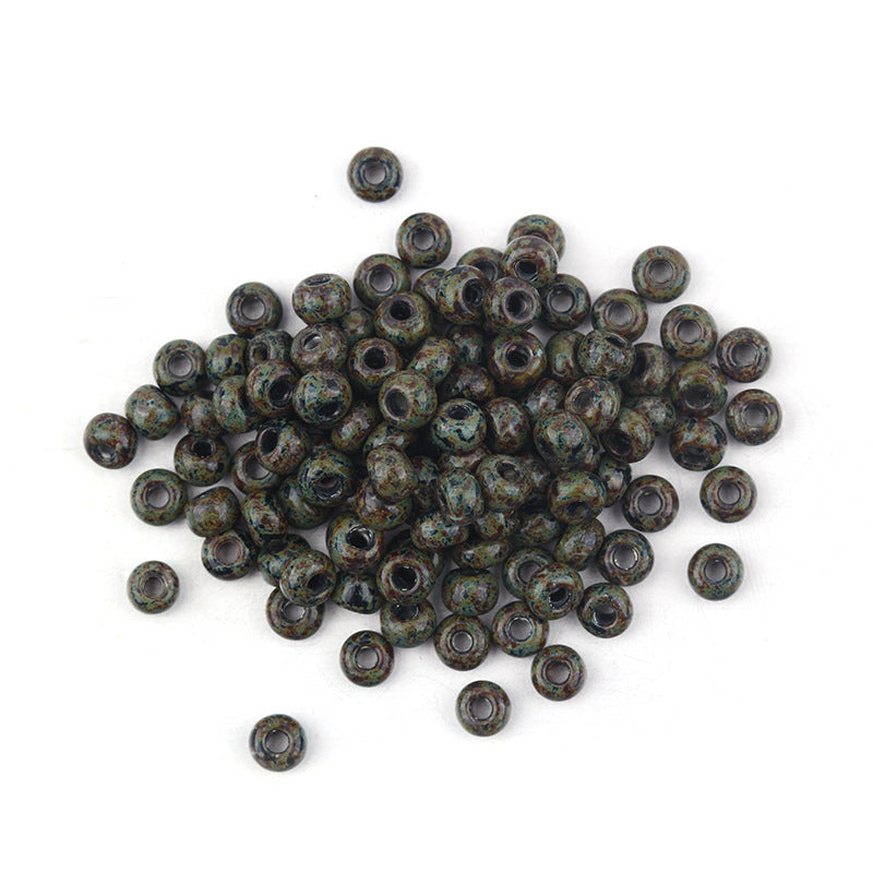 Czech Glass Seed Beads 3mm Olive Green Blue Speckled Polished 380pcs 4