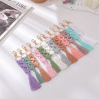 Hand Woven Tassel Crochet Keychain Cotton Linen Boho 2pcs 2