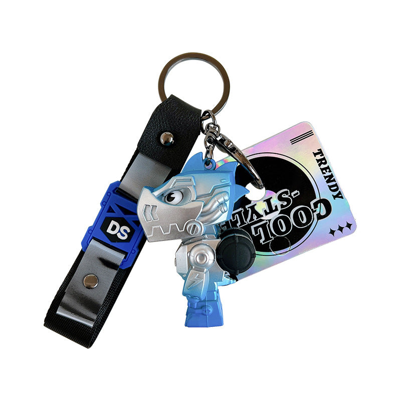 Heavy Metal Dinosaur Keychain PVC Robotic Futuristic Design 4