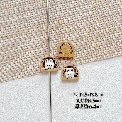 Baking Painted Window Kitten and Nice Rabbit Metal Beads 15/17mm 10pcs 10