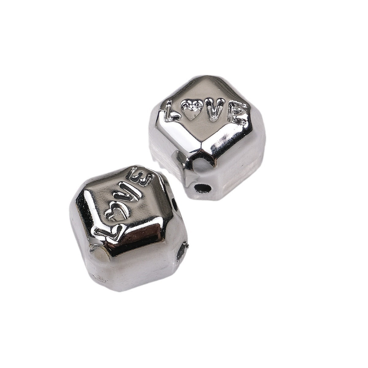 Plating Square Acrylic Beads 15mm Embossed Love Gold Silver 50pcs 3