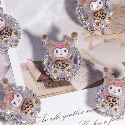 Polymer Clay Rhinestone Beads 29mm Glitter Sanri Character 5pcs 3