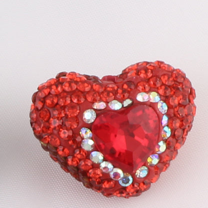 Rhinestone Heart Clay Beads 24mm Colorful Sparkling 6pcs 16