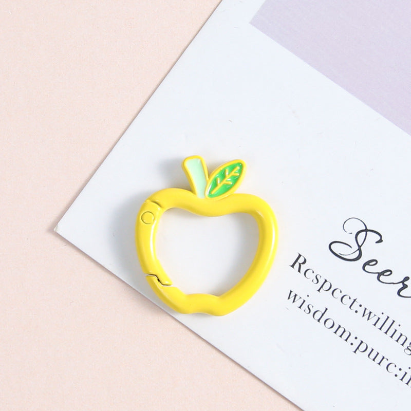 Zinc Alloy Apple Shape Trigger Spring Key Rings 3cm 6pcs 7