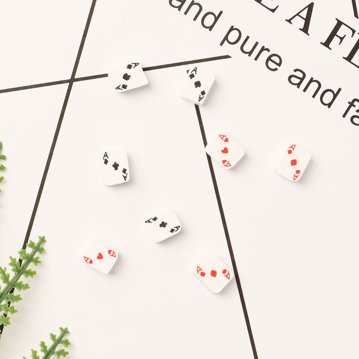 Flat Clay Beads 10mm Playing Cards Polymer Mixed 100pcs 3