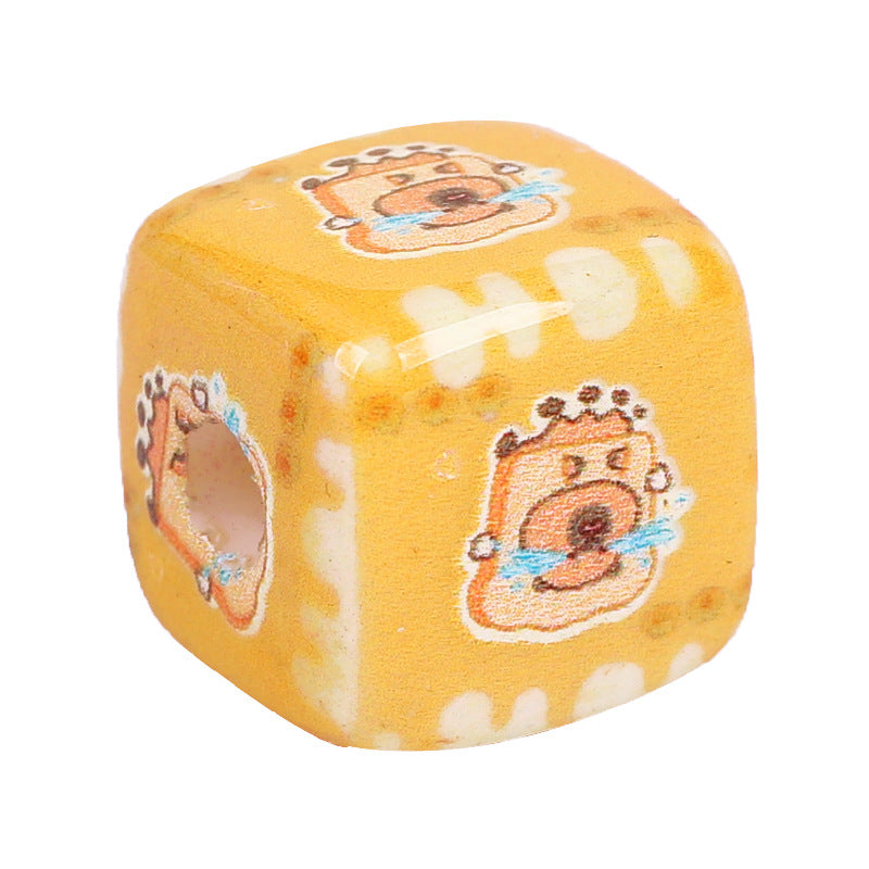 Adorable Capybara Printed Square Resin Beads 14mm 10pcs 4