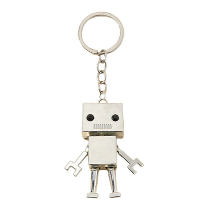 Alloy Cartoon Robot Keychain Boxy Retro Design Silver Bronze 5
