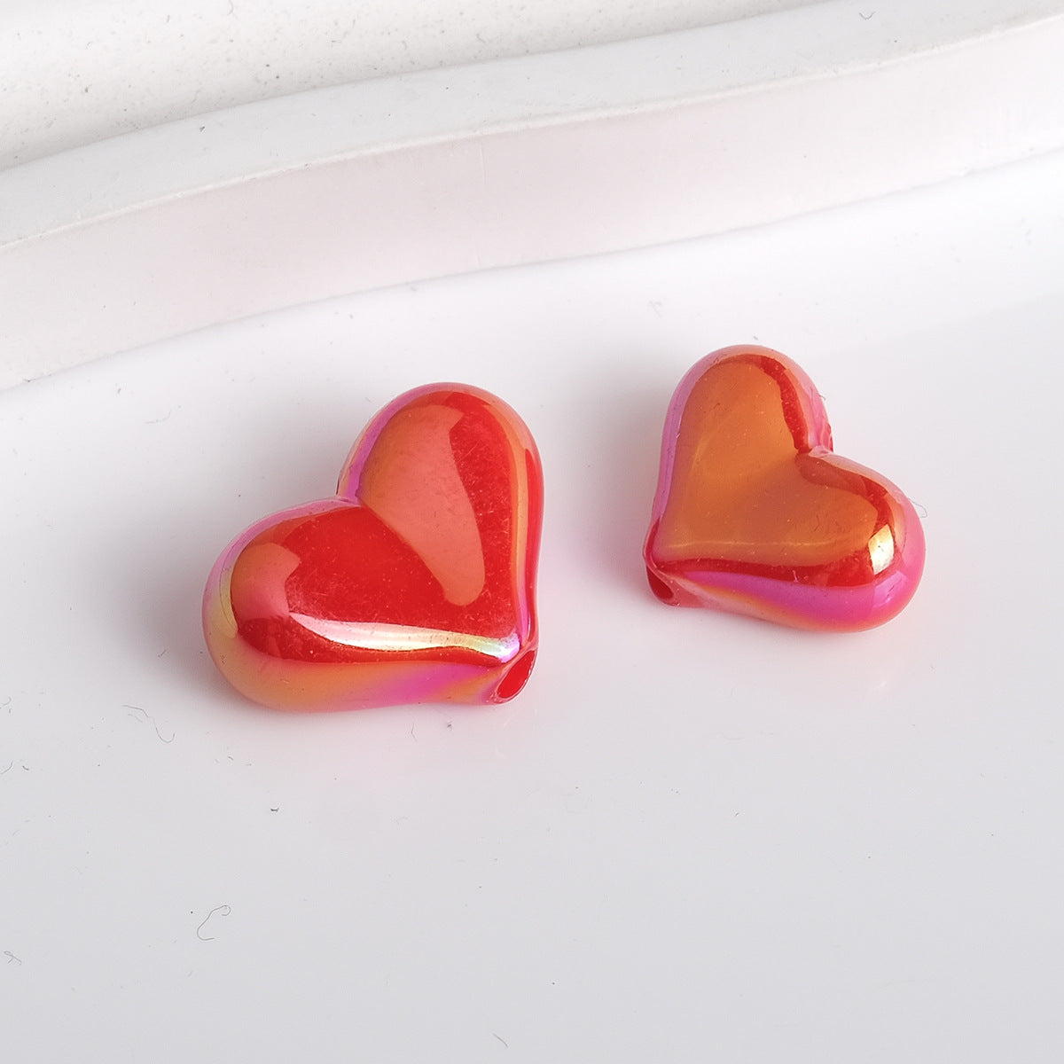 Solid Color Plating Heart Acrylic Flat Beads 13mm 17mm 250pcs 9