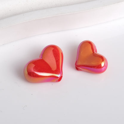 Solid Color Plating Heart Acrylic Flat Beads 13mm 17mm 250pcs 9