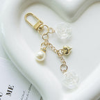 Resin Lavender Rose Keychain with Pearl and Gold Heart Charm 6
