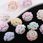 Flower Clay Beads 21mm Pastel Pearl Rhinestone Barrel 10pcs 5