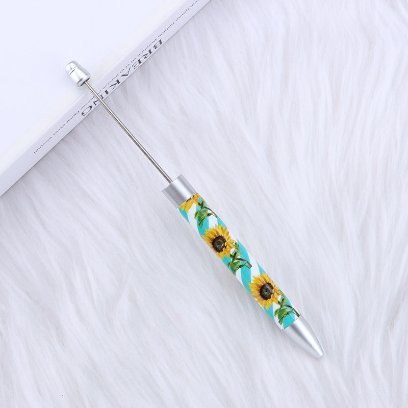 Beadable Ballpoint Pen Printed Flag Sunflower Pattern Long 167mm 12