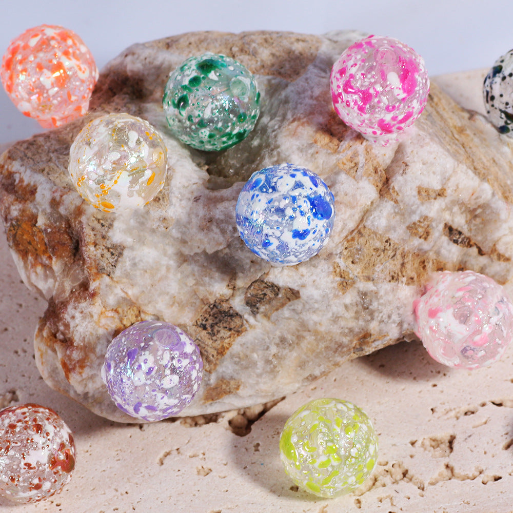 Dual Color Sprayed Ink Imitation Crackle Acrylic Beads 16mm 20pcs 3