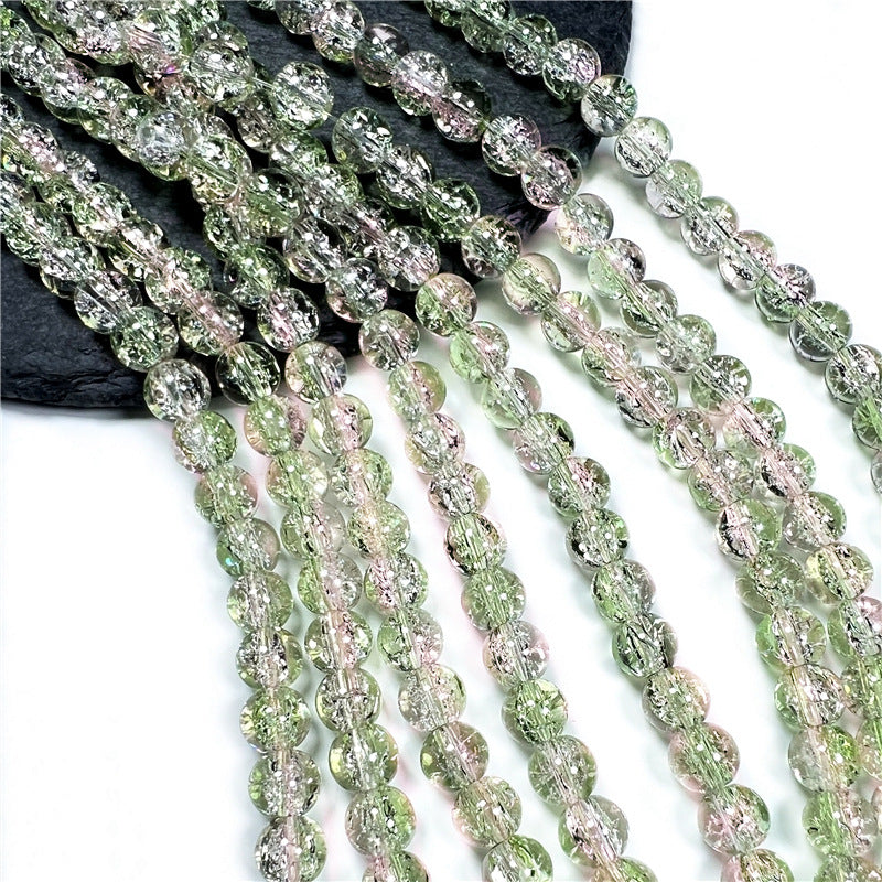 Crackle Flower Glass Beads 8mm Soft Purple Blue Gradient 3 Strands 10