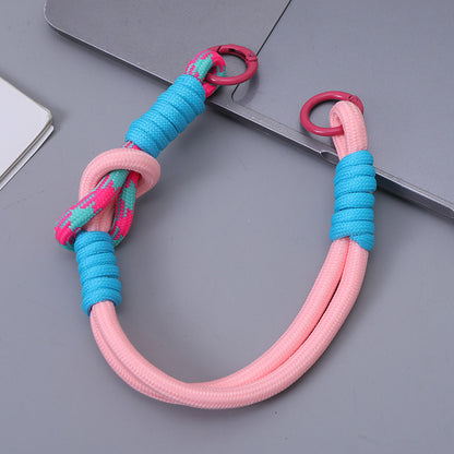 Dual Color Knotted Double Ring Phone Wristlet Keychain Nylon 3pcs 6
