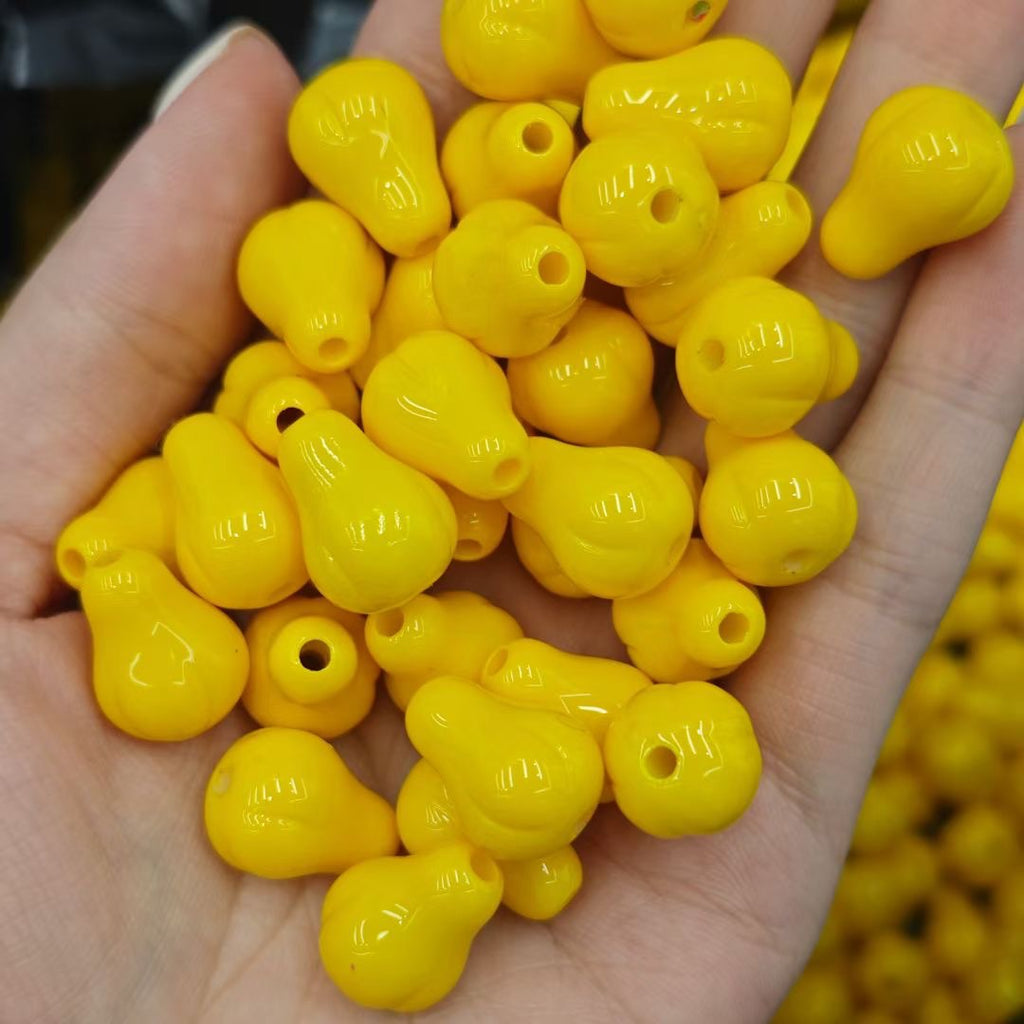 Baking Painted Pear Acrylic Beads 12-16mm Solid Colors 50pcs 7