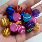 Spray Painted Round Acrylic Beads 16mm Swirl Line Matte 100pcs 2