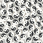 Tai Chi Clay Beads 9mm Black And White Polymer 100pcs 6