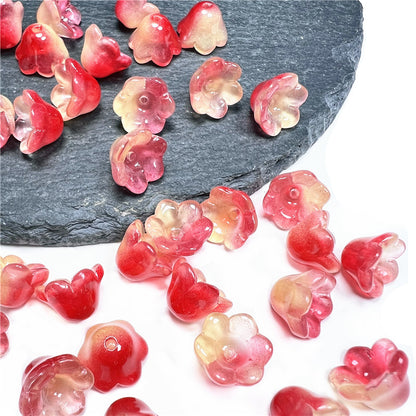 Czech Glass Beads Flower 12mm Iridescent Crystal Clear 50pcs 30