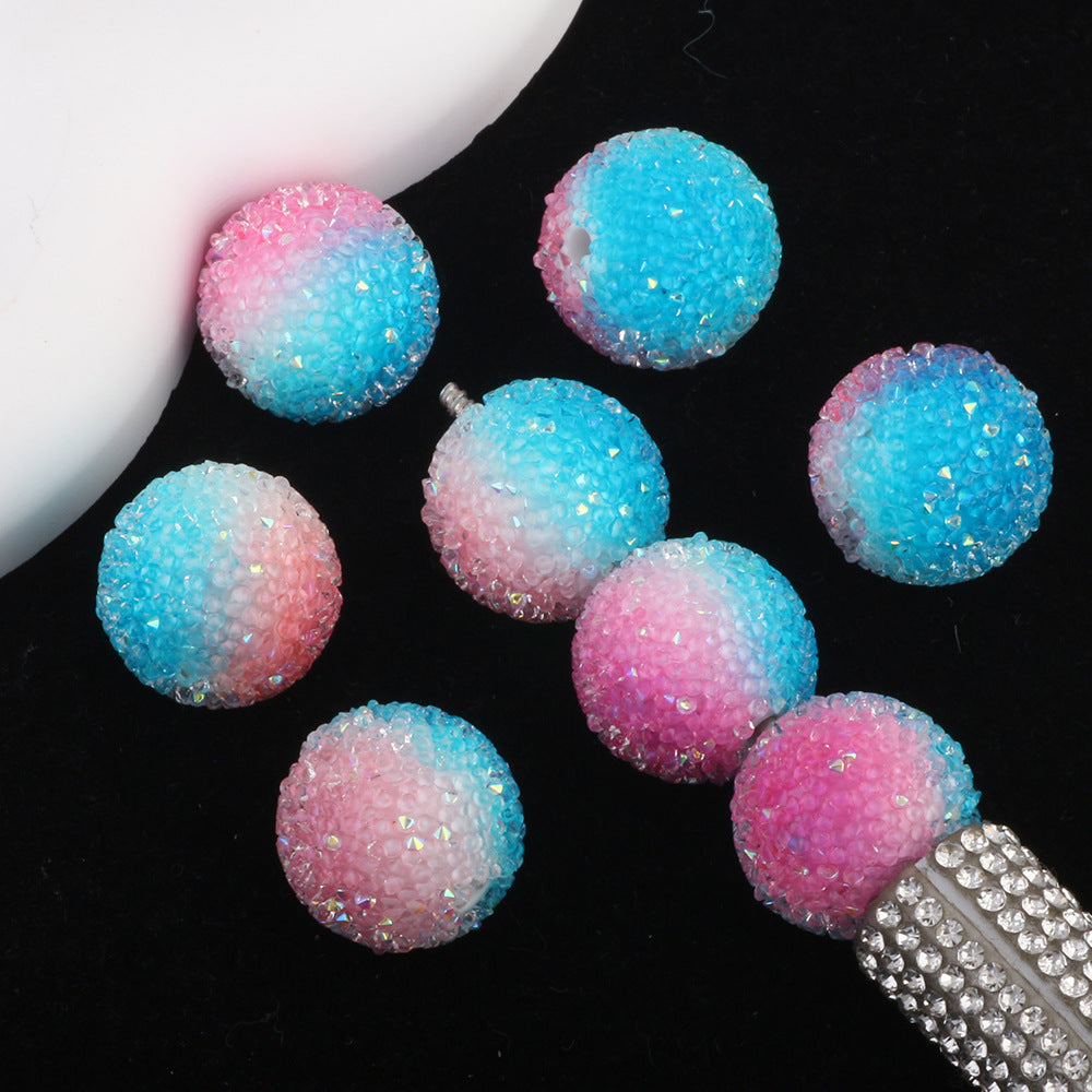 Gradient Bubblegum Beads 18mm Pink to Blue Sparkle Textured 10pcs 6