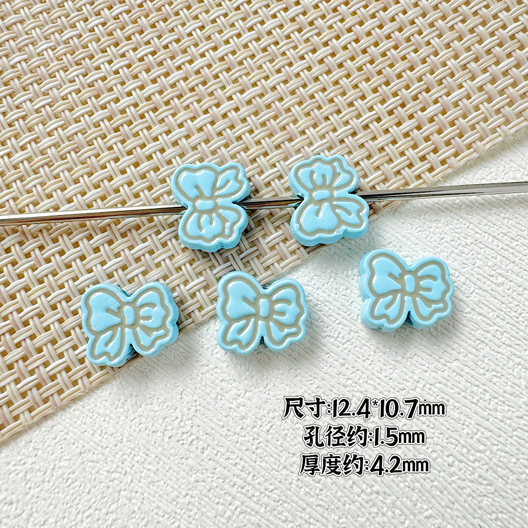 Rabbit and Bear Painted Metal Beads Glossy Finish Bulk 10pcs 26