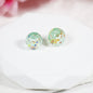 Lampwork Glass Beads Round 10/12mm Floral Silver Foil Filled 10pcs 10