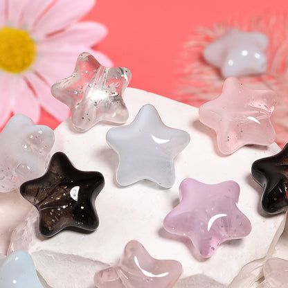 Jelly Color Glitter Powder Star and Heart Acrylic Beads 23mm 19x21mm 50pcs