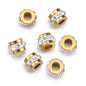Stainless Steel Tube Metal Beads 7mm Rhinestone Embeded 10pcs 7