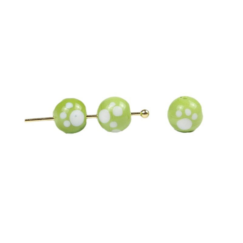 Lampwork Glass Beads Round 10mm Kitten Paws Pattern Glossy 50pcs 5
