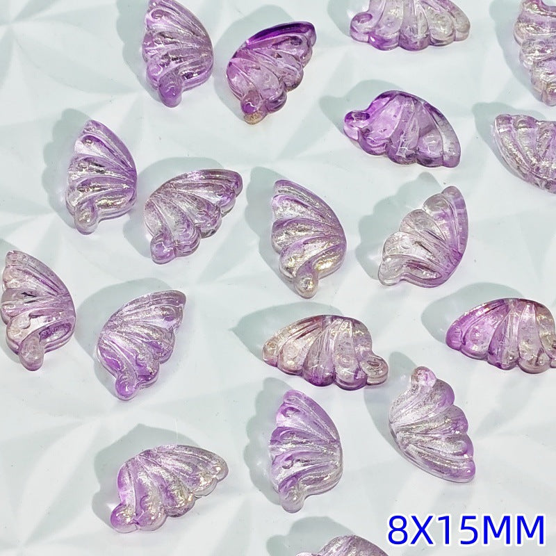 Iridescent Half Butterfly Wings Glass Beads 8x15mm 50pcs 10