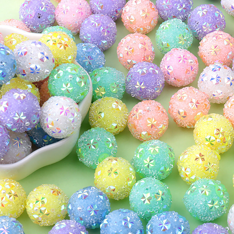 Rhinestone Bubblegum Beads 16mm Macaron Colored Holographic 1pc 4