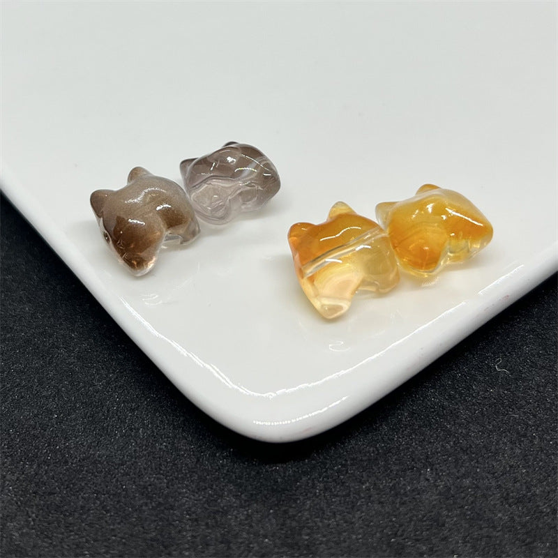 Transparent Corgi Butt Glass Beads 13mm Colorful Glossy 100pcs 3