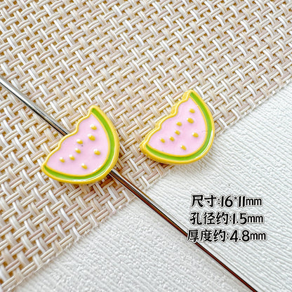 Baking Painted Watermelon and Cake Metal Beads 16mm Colorful 10pcs 10