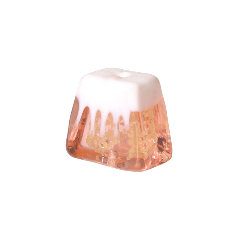 Lampwork Square Glass Beads 18mm Glow In The Dark Japan Fuji Mountain 25pcs 5