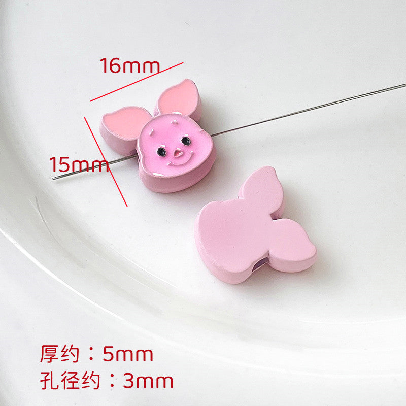 Cartoon Character Metal Beads Colorful Enamel Alloy 10pcs 11