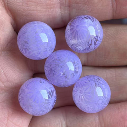 Clear Round Acrylic Beads 16mm Fireworks Pattern 100pcs 3